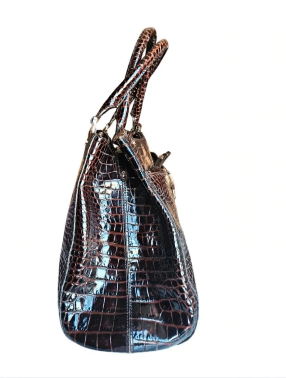 Cole Haan Dark Brown Croc-Embossed Top-Handle Satchel - Picture 6 of 15